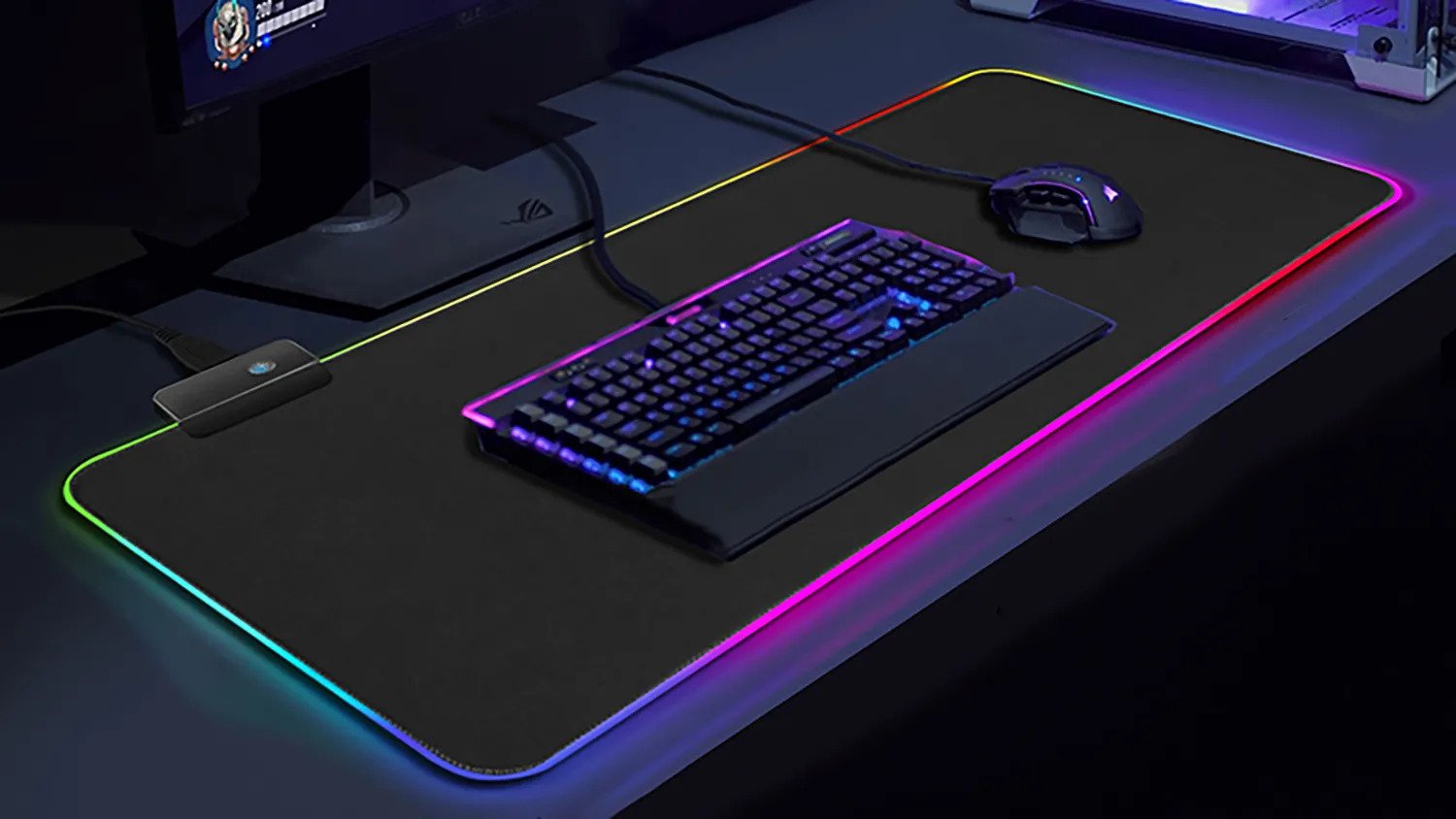 Αντιολισθητικό Gaming Mouse Pad Φωτιζόμενο με RGB LED 80x30cm Μαύρο